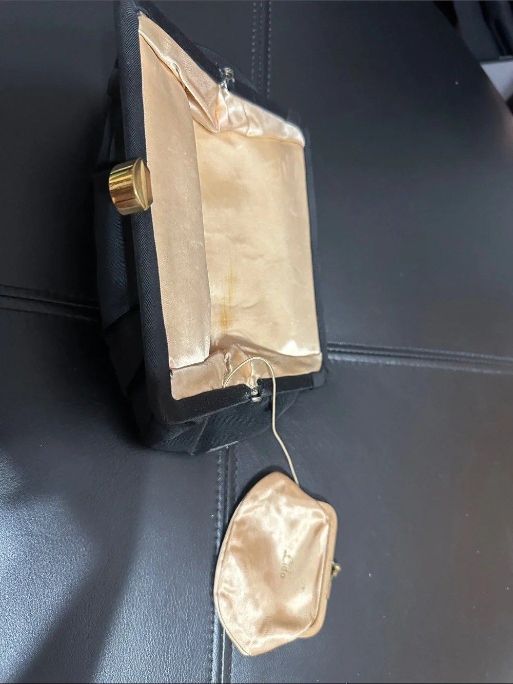 Vintage  Satin Clutch with Gold Lining and Frame